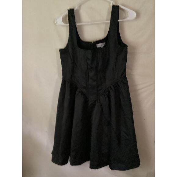 5018 NWOT Rare London Fit & Flare Square Neck Sleeveless Mini Dress Black Size 4 - Picture 3 of 7